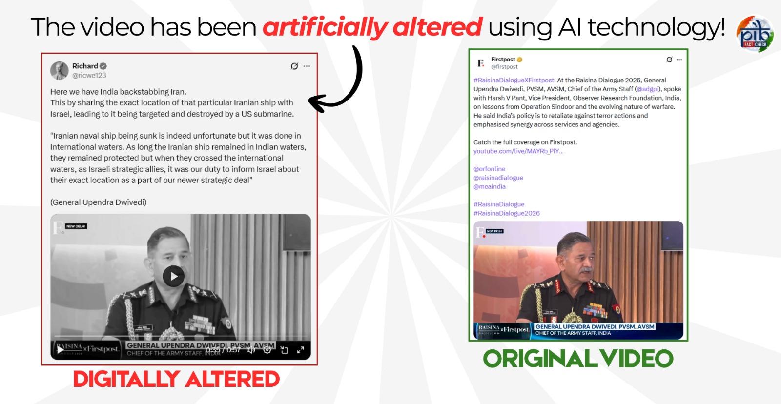 PIB Fact Check flags AI-generated deepfake video of Army Chief, dismisses Pakistani propaganda claims