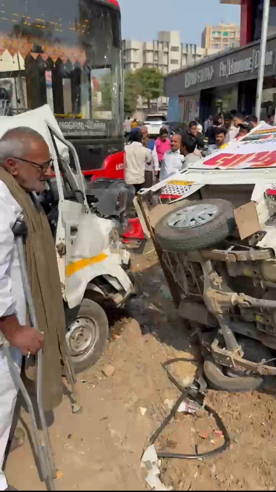 Gujarat: AMTS bus collides with three vehicles, two injured