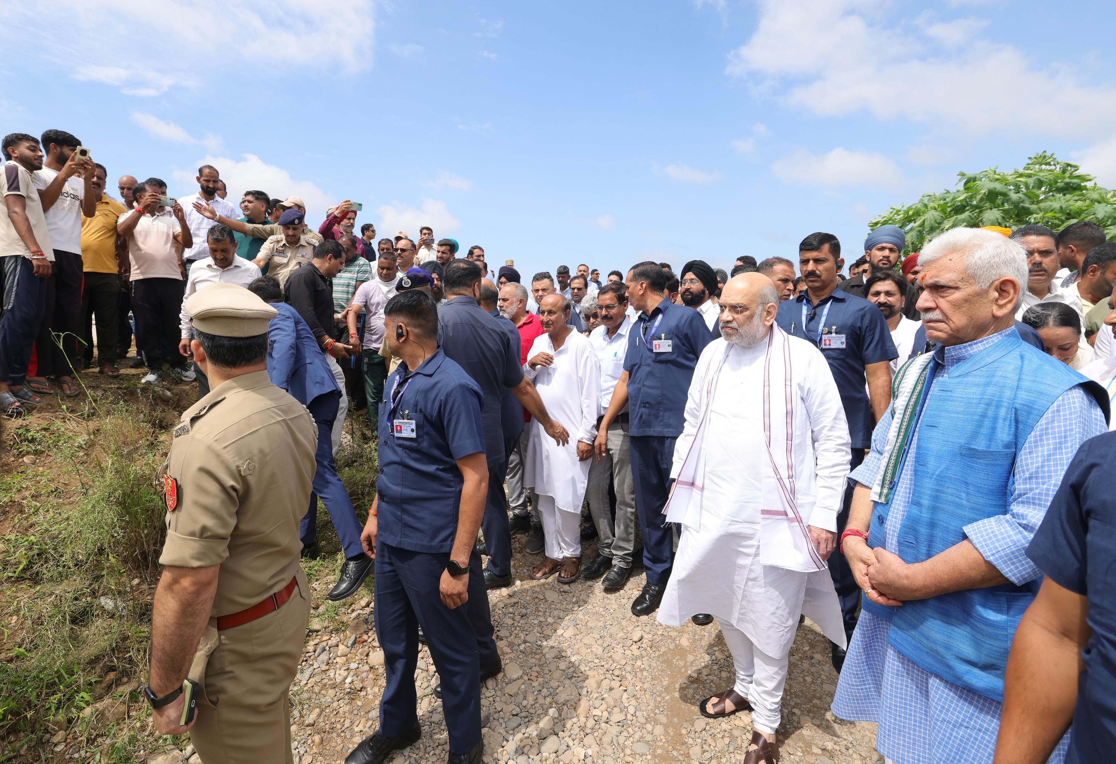 HM Shah visits flood-hit village in Jammu, assures early rehabilitation