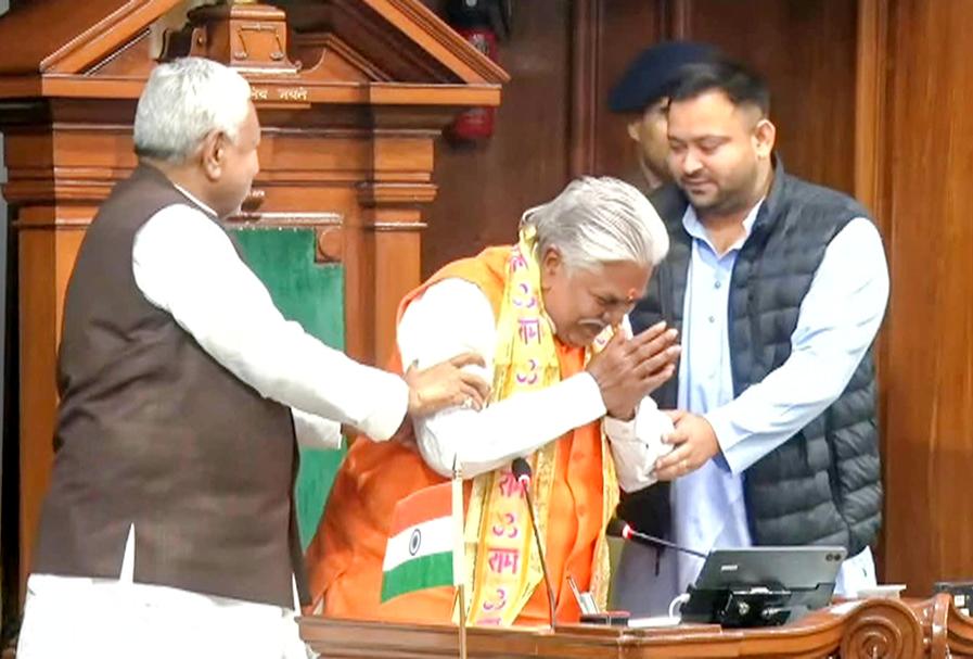 Tejashwi Yadav congratulates Prem Kumar for being elected as Speaker of Bihar Assembly