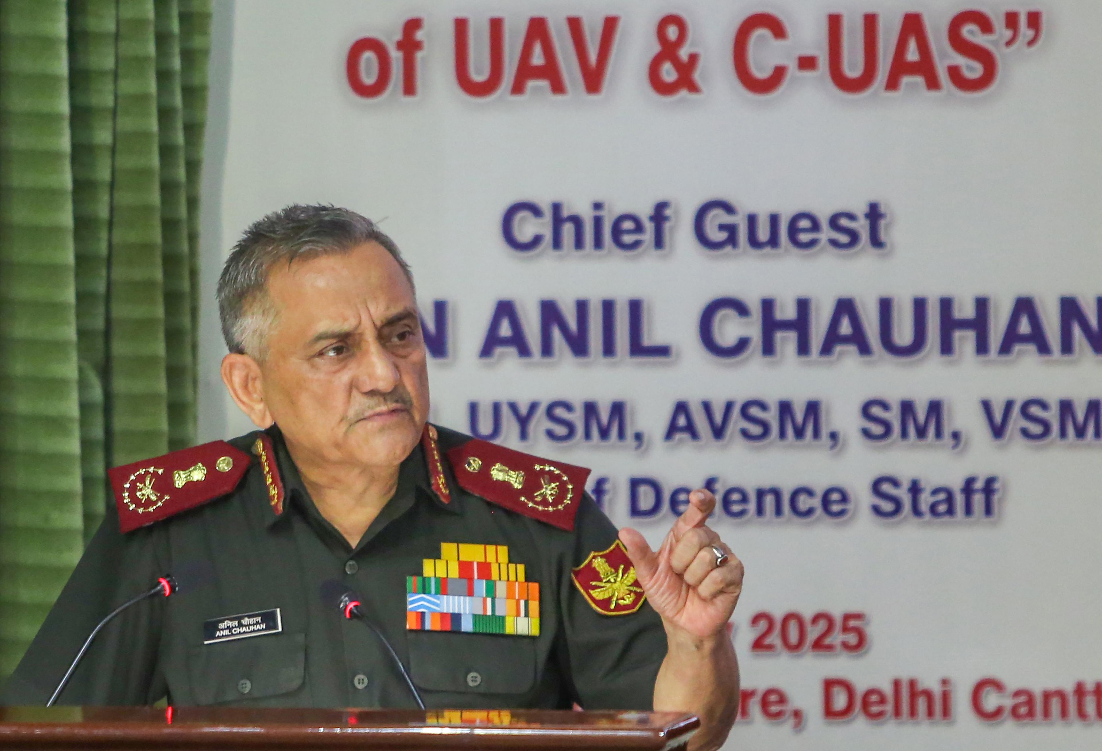 Old weapons can’t win new wars: CDS Anil Chauhan calls for future-ready, India-made drone tech