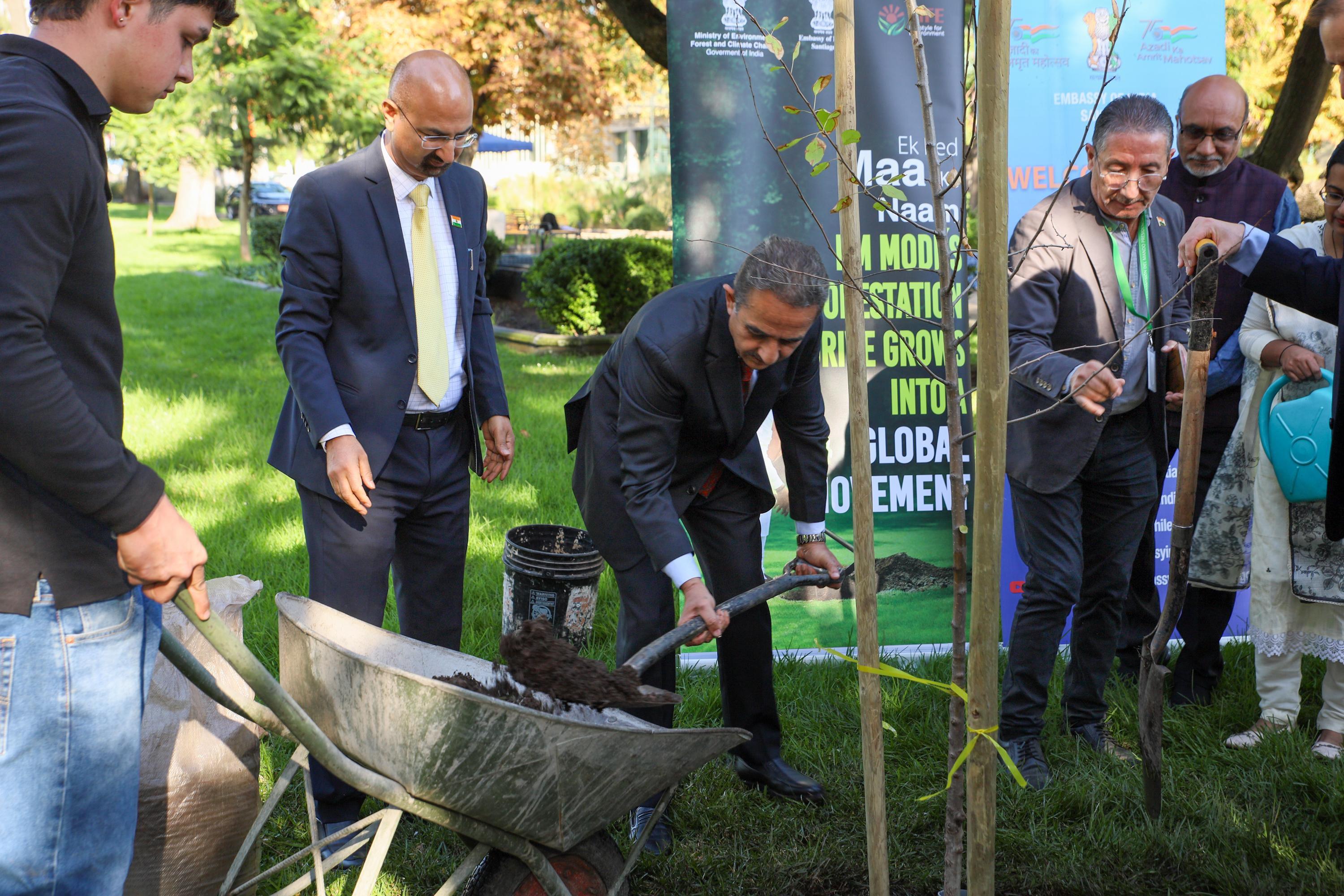 MoS Kirti Vardhan Singh plants sapling in Chile under 'Ek Ped Maa Ke Naam' initiative
