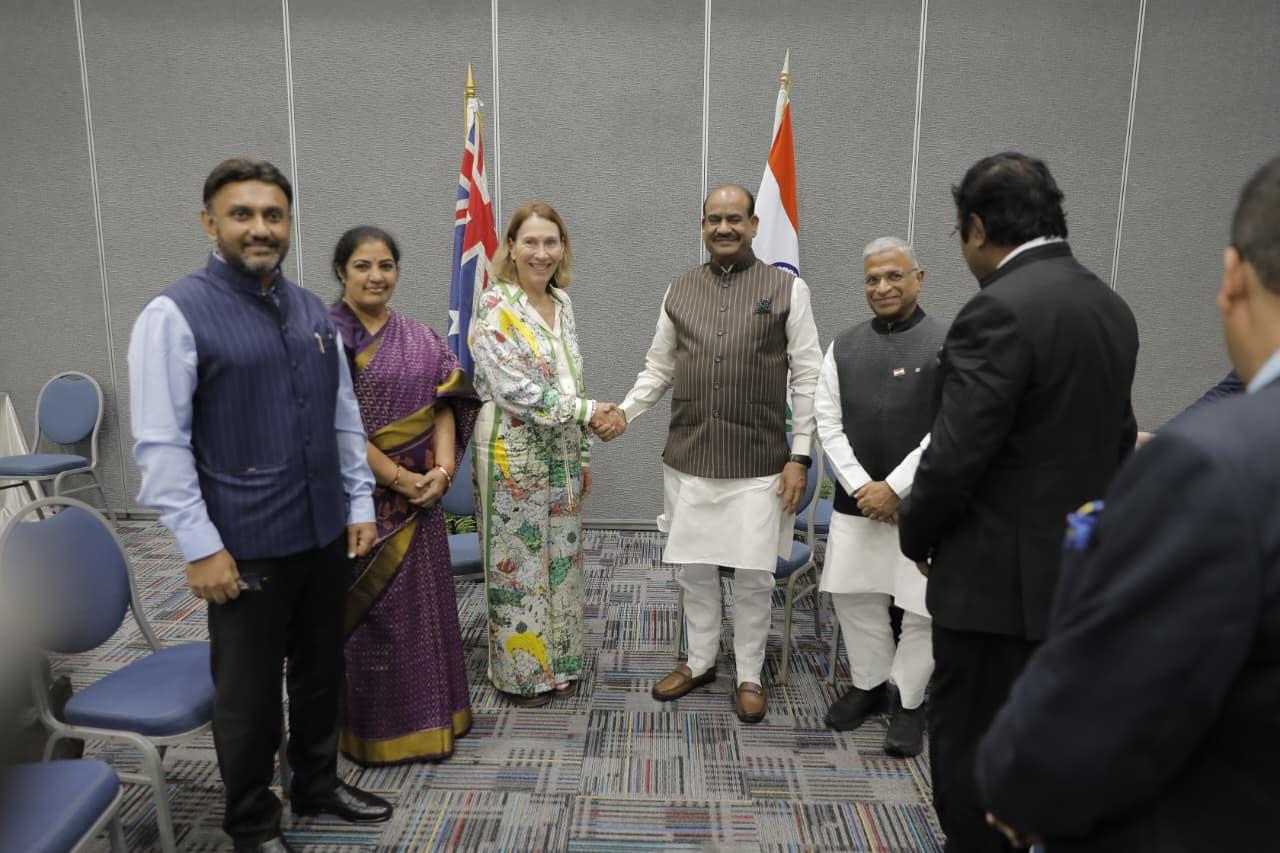 LS Speaker Om Birla meets Australian Senate President on sidelines of CPC in Barbados