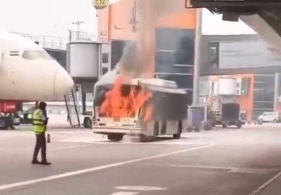 Bus operated by Air India’s ground handler catches fire at Delhi Airport; no injuries reported