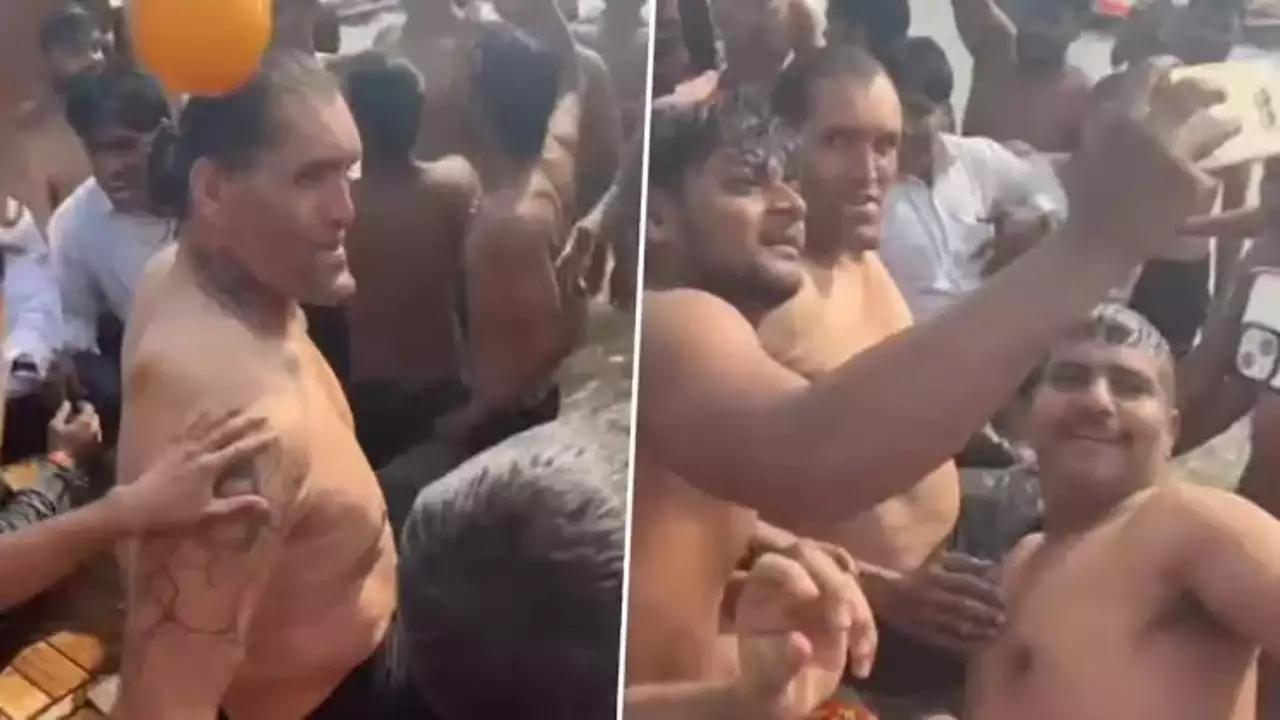 WWE Star The Great Khali Takes Holy Dip
