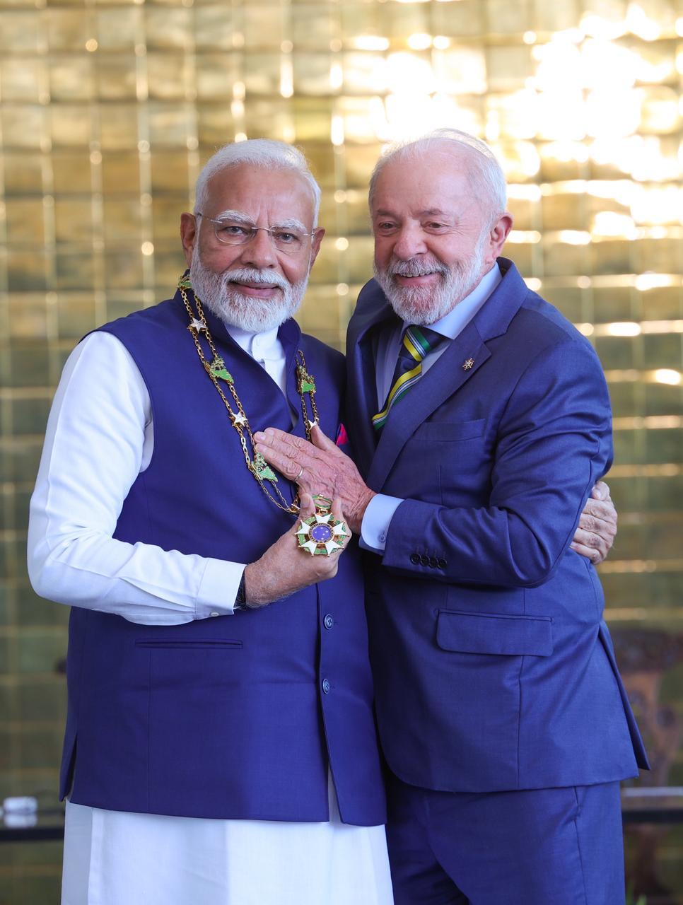 PM Modi thanks President Lula on being conferred with Brazil's highest national honour