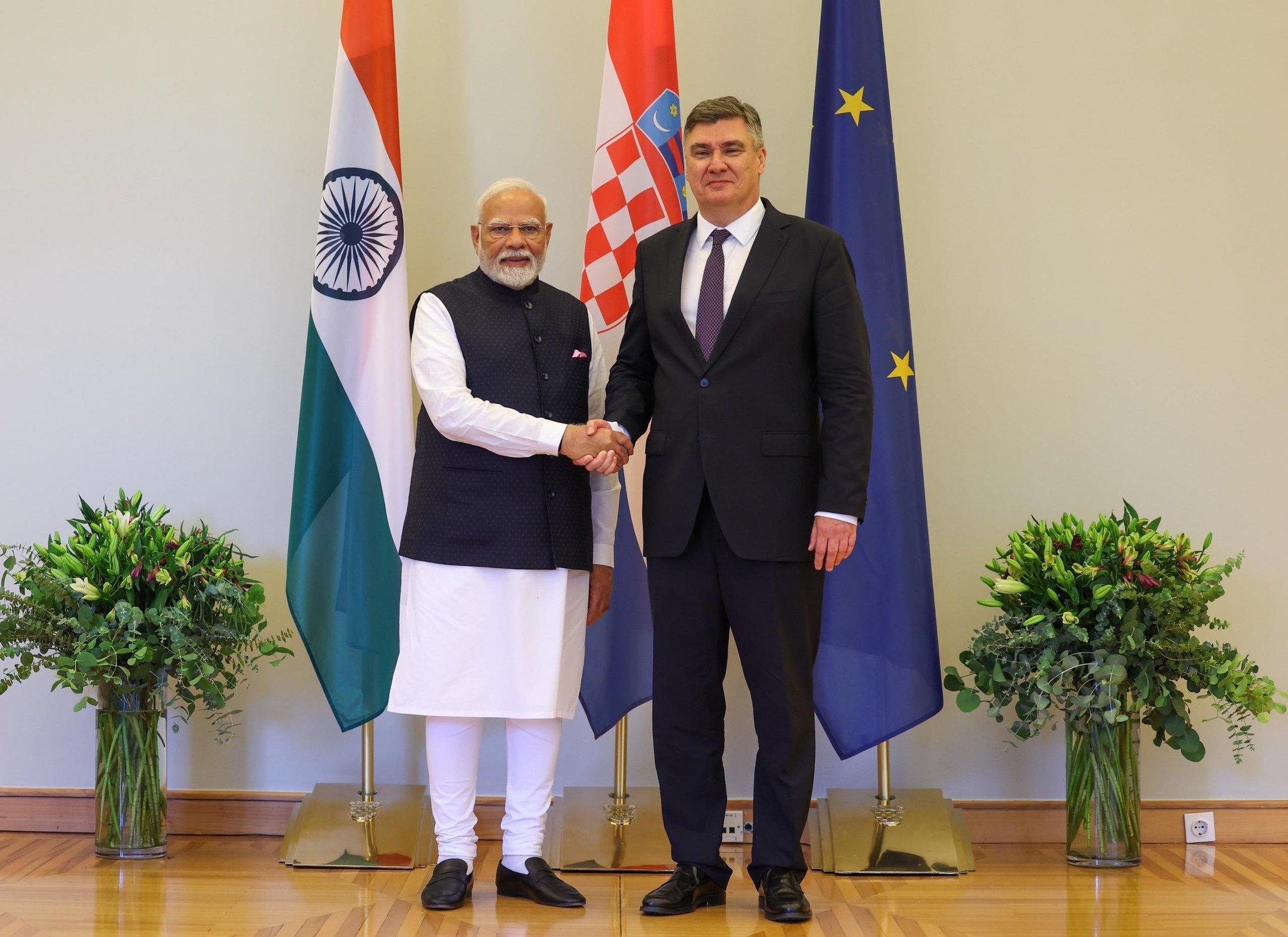 PM Modi meets Croatian President Zoran Milanovic in Zagreb, discusses India-Croatia friendship