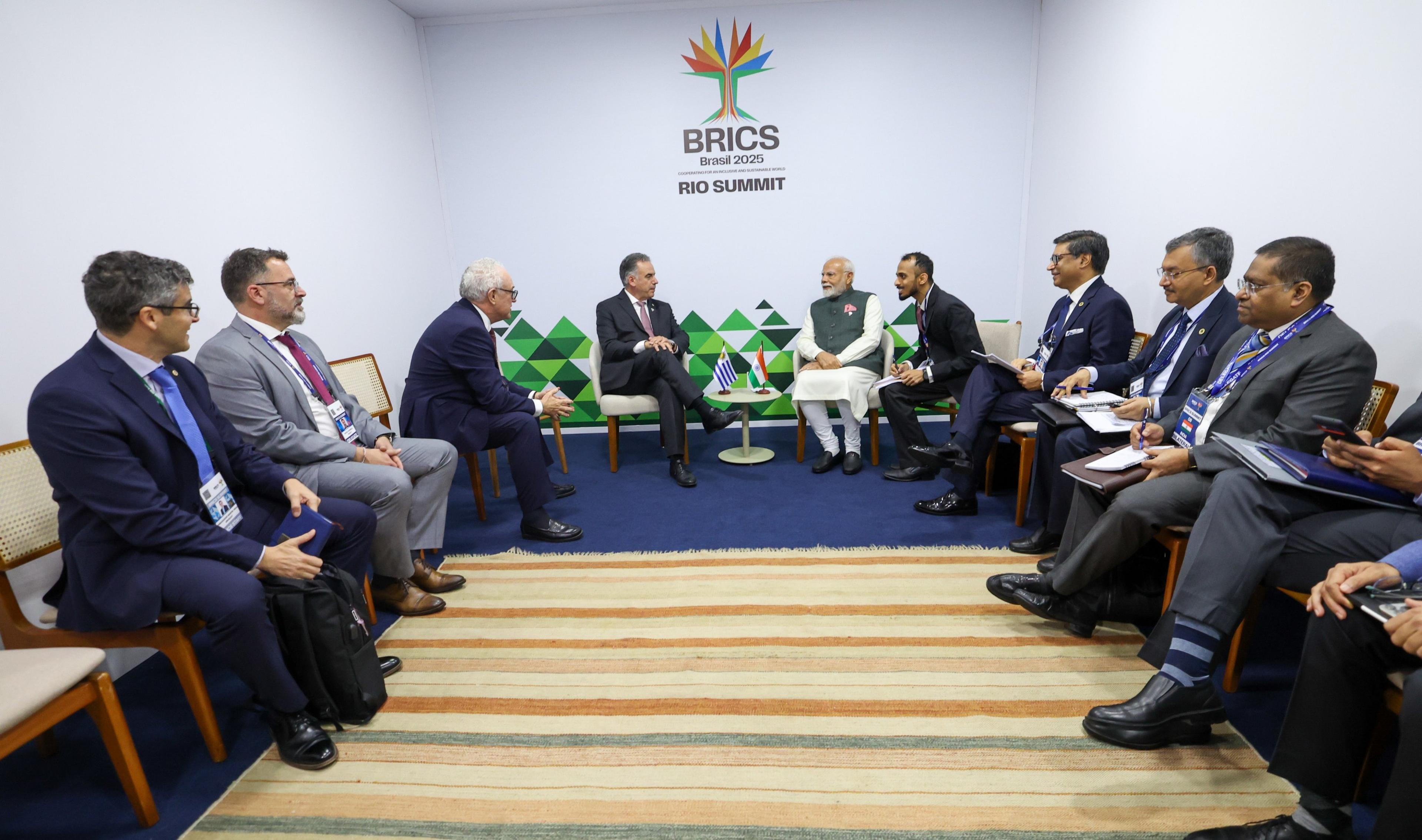BRICS summit: PM Modi meets Uruguayan President in Brazil