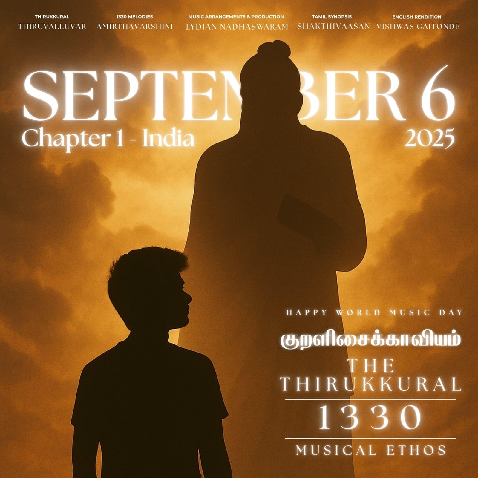 The World's Best winner Lydian Nadhaswaram to release 'The Thirukkural 1330 – Musical Ethos' on September 6