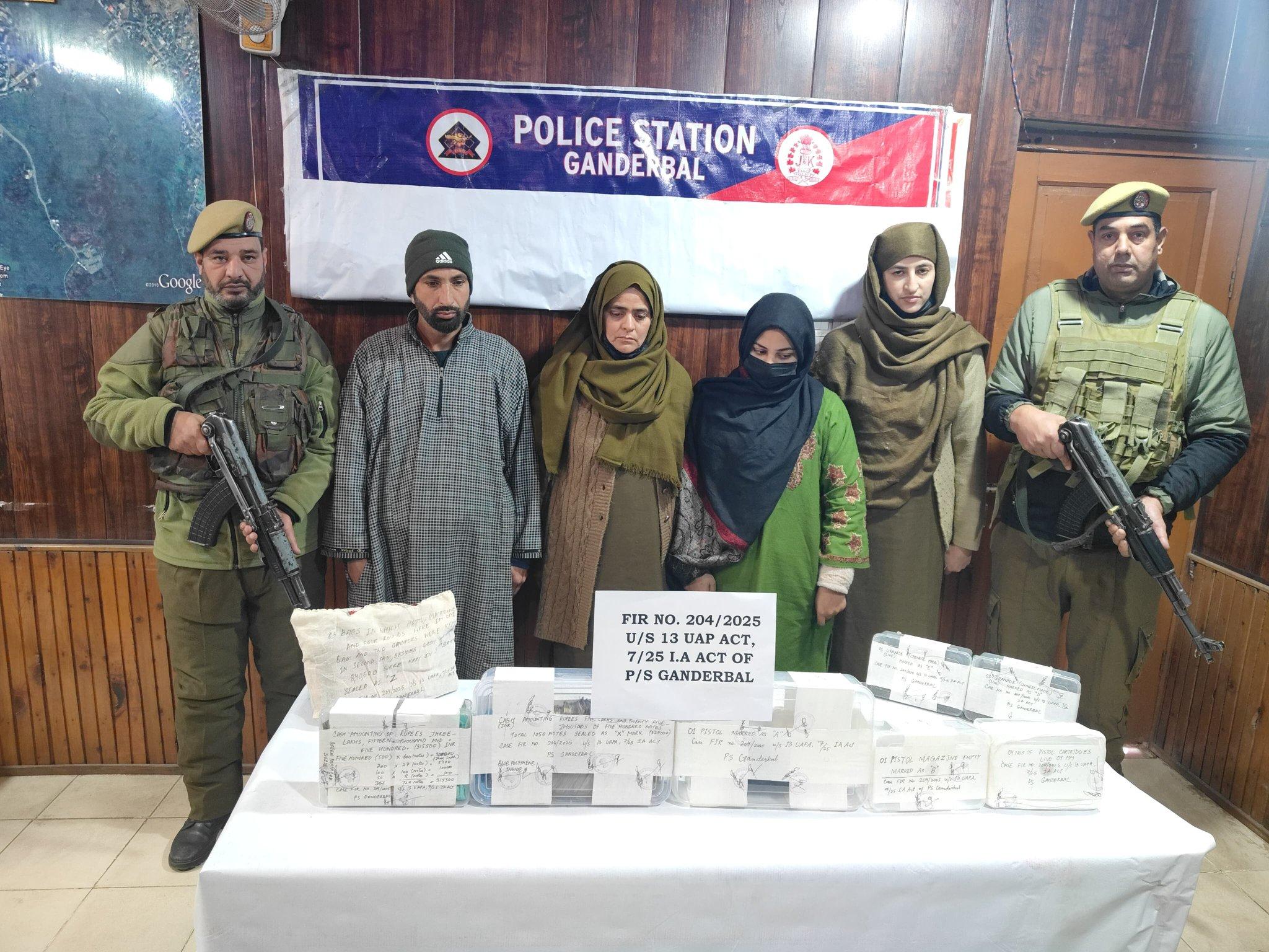 Two terror associates arrested in J&K's Ganderbal, arms, ammunition and cash recovered