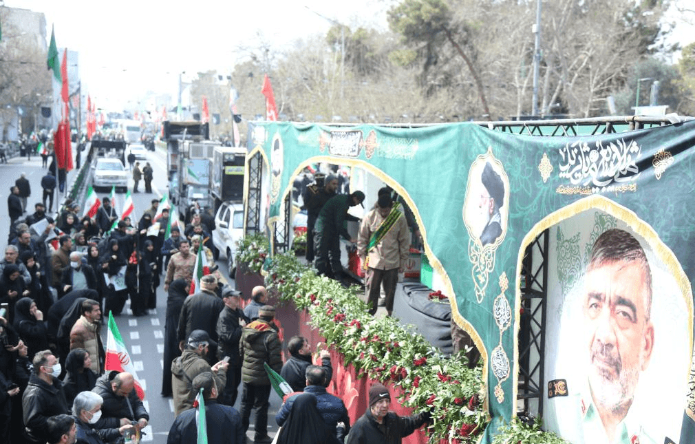 Iran holds funeral for sunk frigate's crew, top security official, Basij force commander