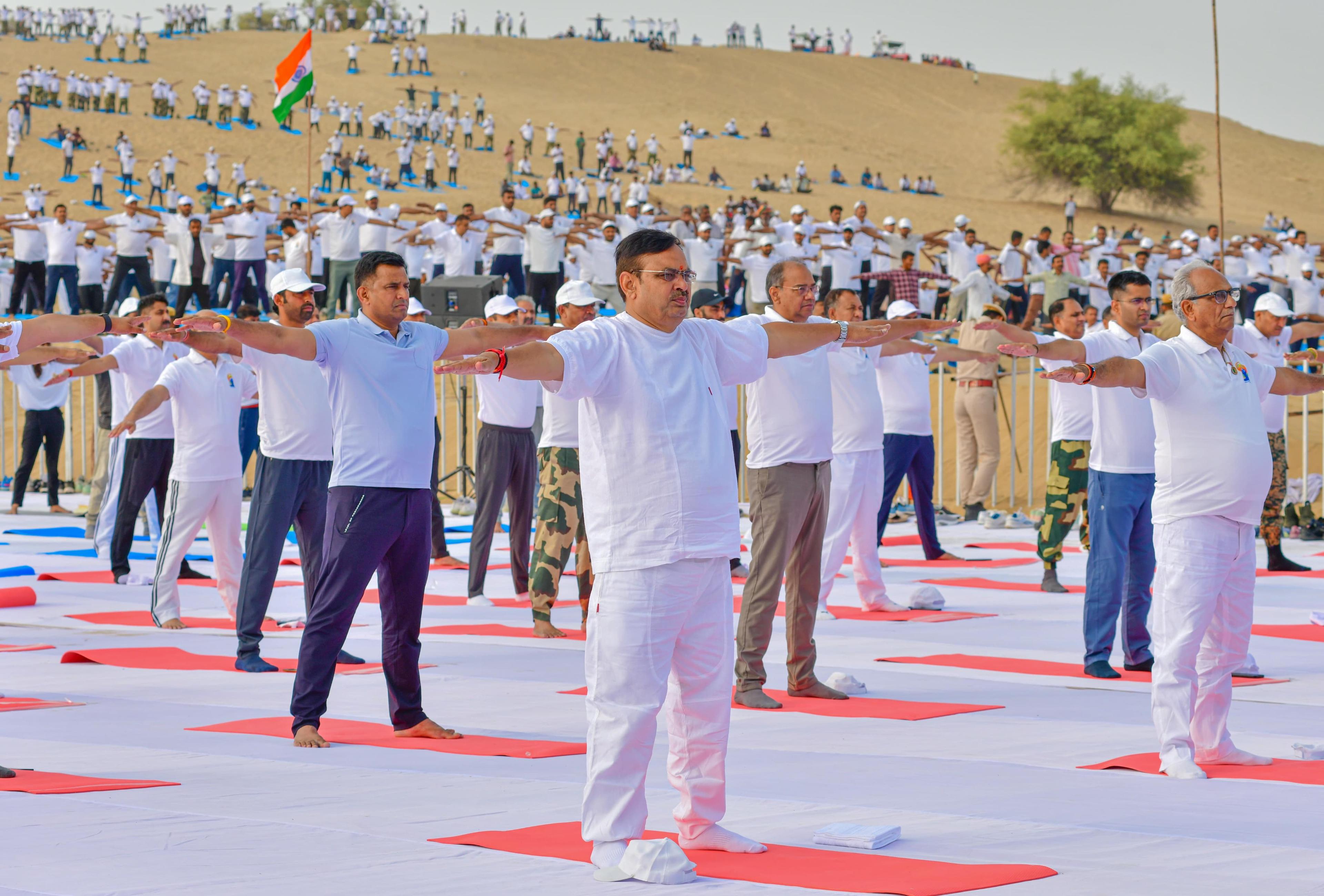 IDY 2025: CM Sharma performs yoga amid Jaisalmer sand dunes