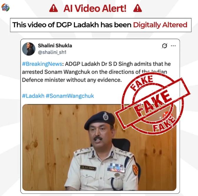 Digitally altered video of Ladakh DGP circulating on social media: Govt Fact Check