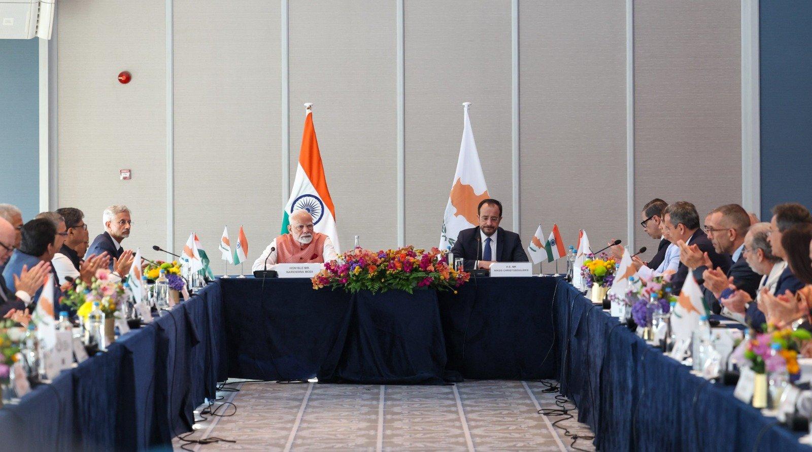 PM Modi, President Nikos Christodoulides attend business roundtable event in Cyprus to boost strategic ties