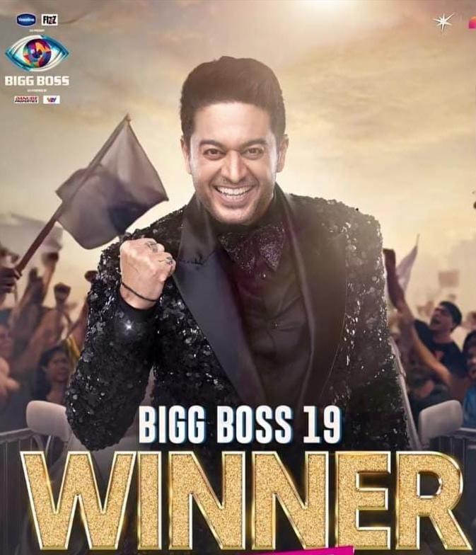 Gaurav Khanna lifts the "Bigg Boss 19' trophy