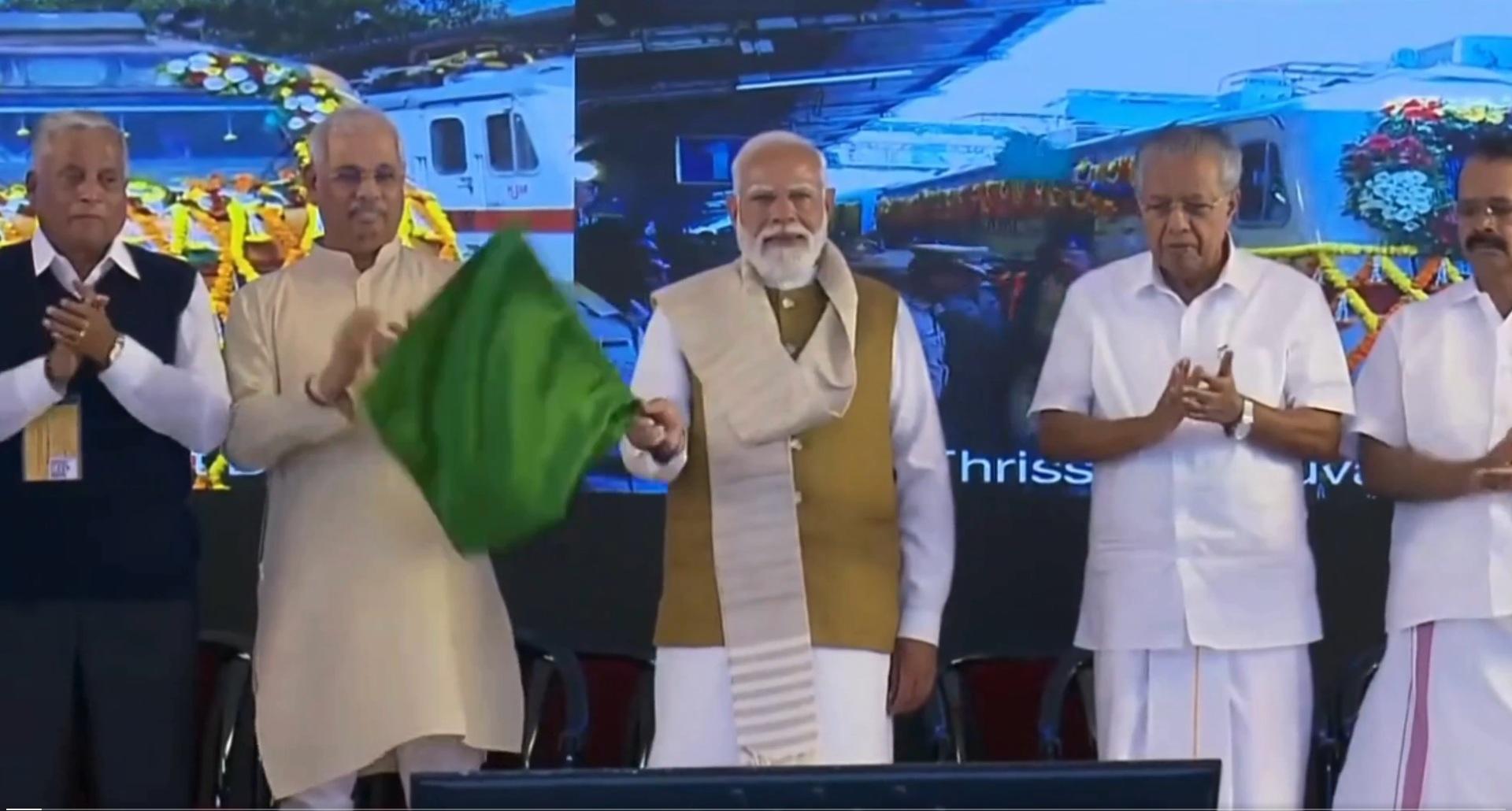 PM Modi flags off three new Amrit Bharat Express trains from Thiruvananthapuram (Lead)