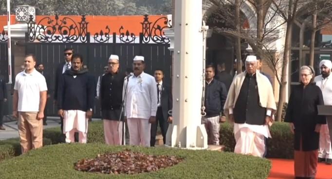 Kharge, Sonia and Rahul Gandhi lead Congress 140th Foundation Day flag hoisting event in Delhi