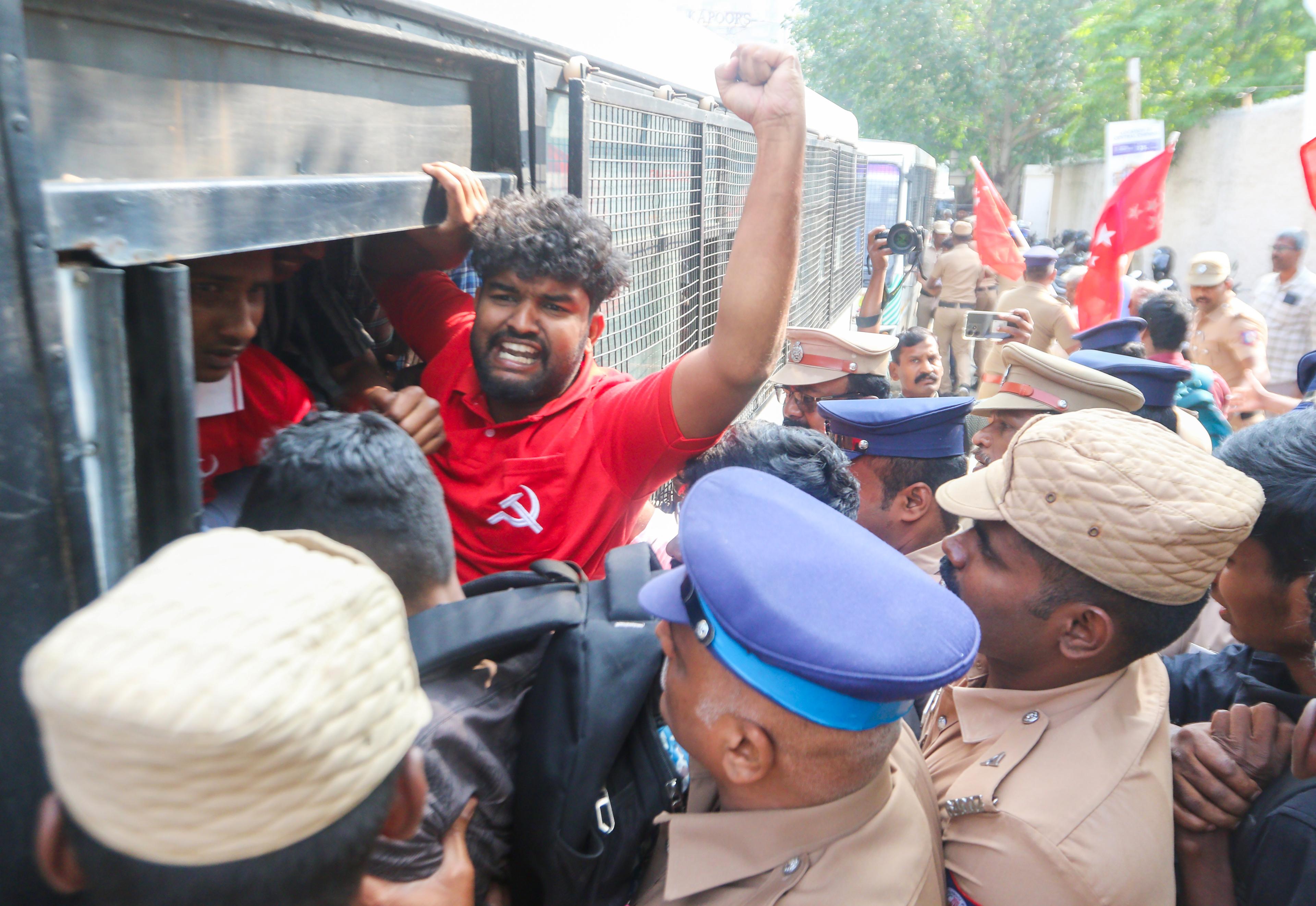 CPI(M) protests against US action on Venezuela near Chennai consulate