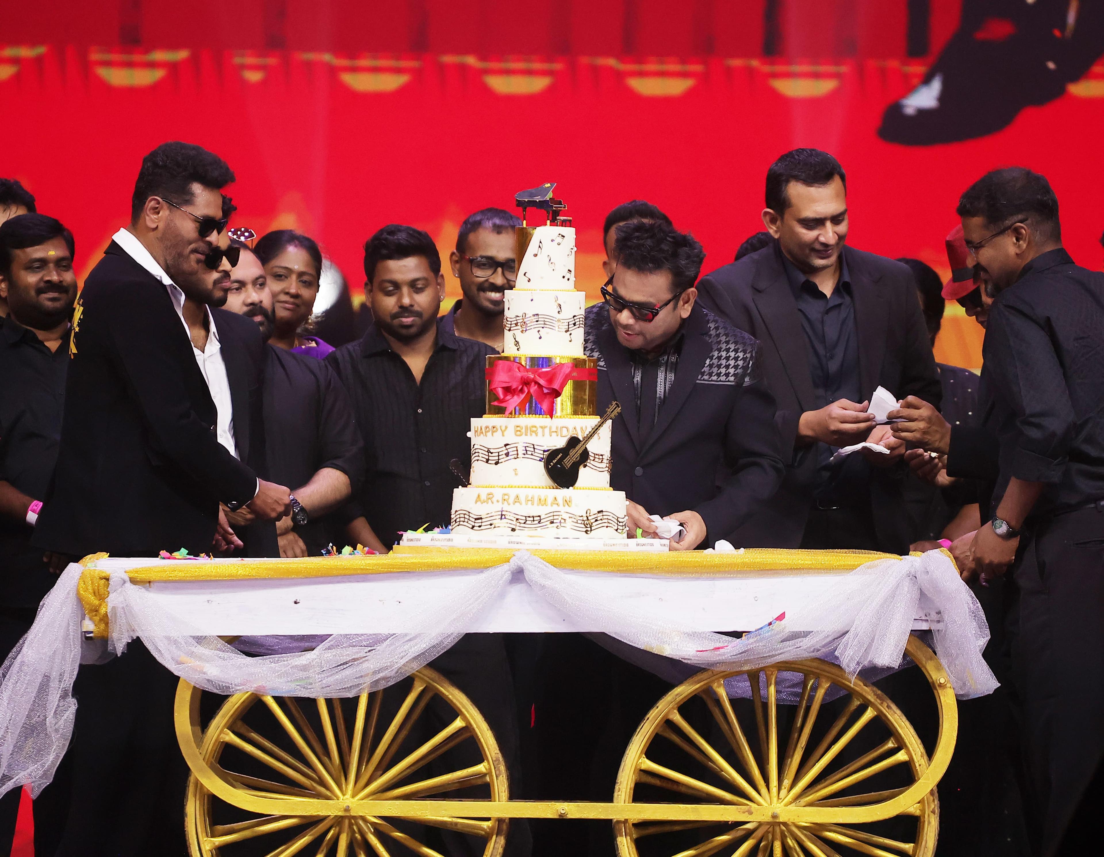 A R Rahman celebrates birthday with 'Moonwalk' team; cuts cake at audio launch