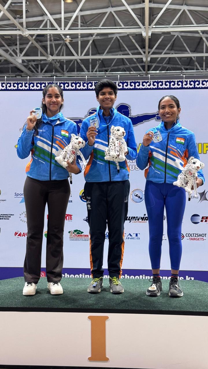 Producer Rajsekar Pandian's daughter Anthra wins honours in 16th Asian shooting championship in Kazakhstan