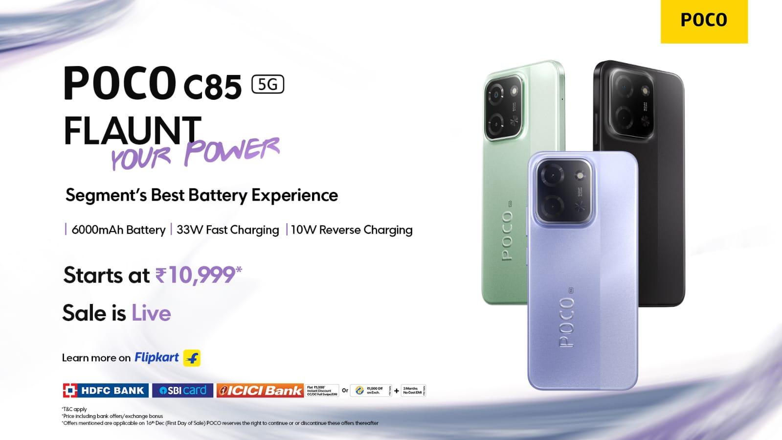 POCO C85 5G 1st sale goes live, with best battery experience at a disruptive price