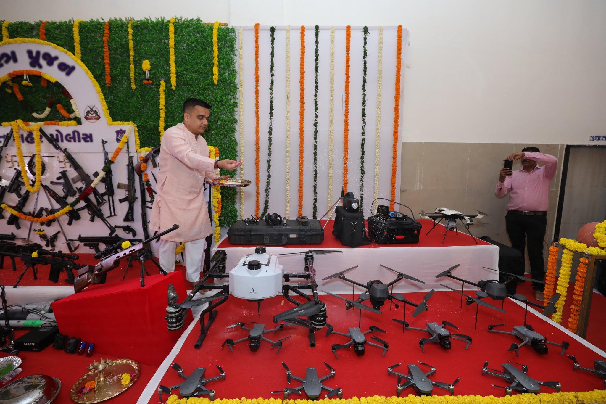 Gujarat Minister performs 'Shastra Puja' for peace and security