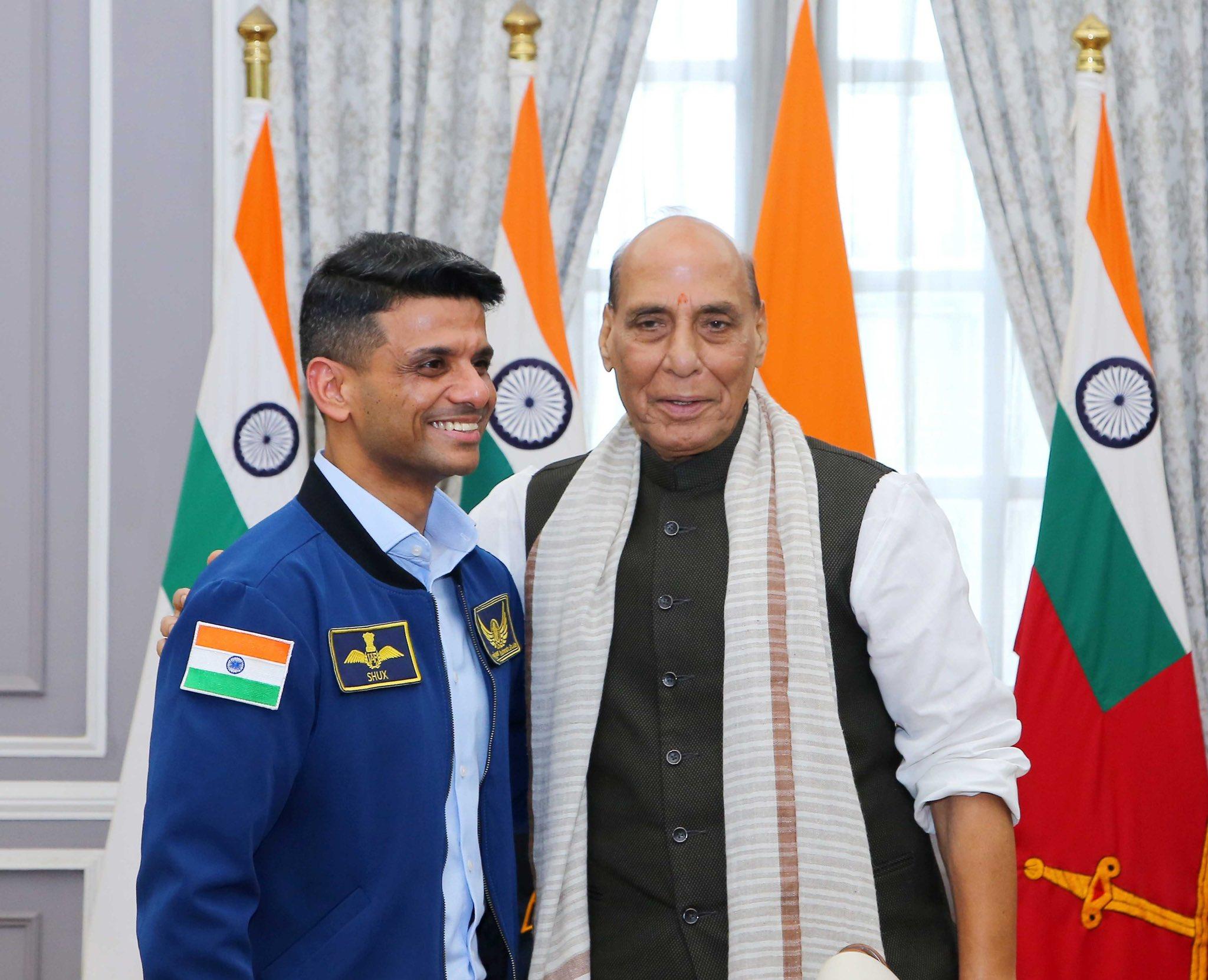 ‘His inspiring journey will motivate young minds’: Rajnath Singh after meeting Group Capt Shubhanshu Shukla