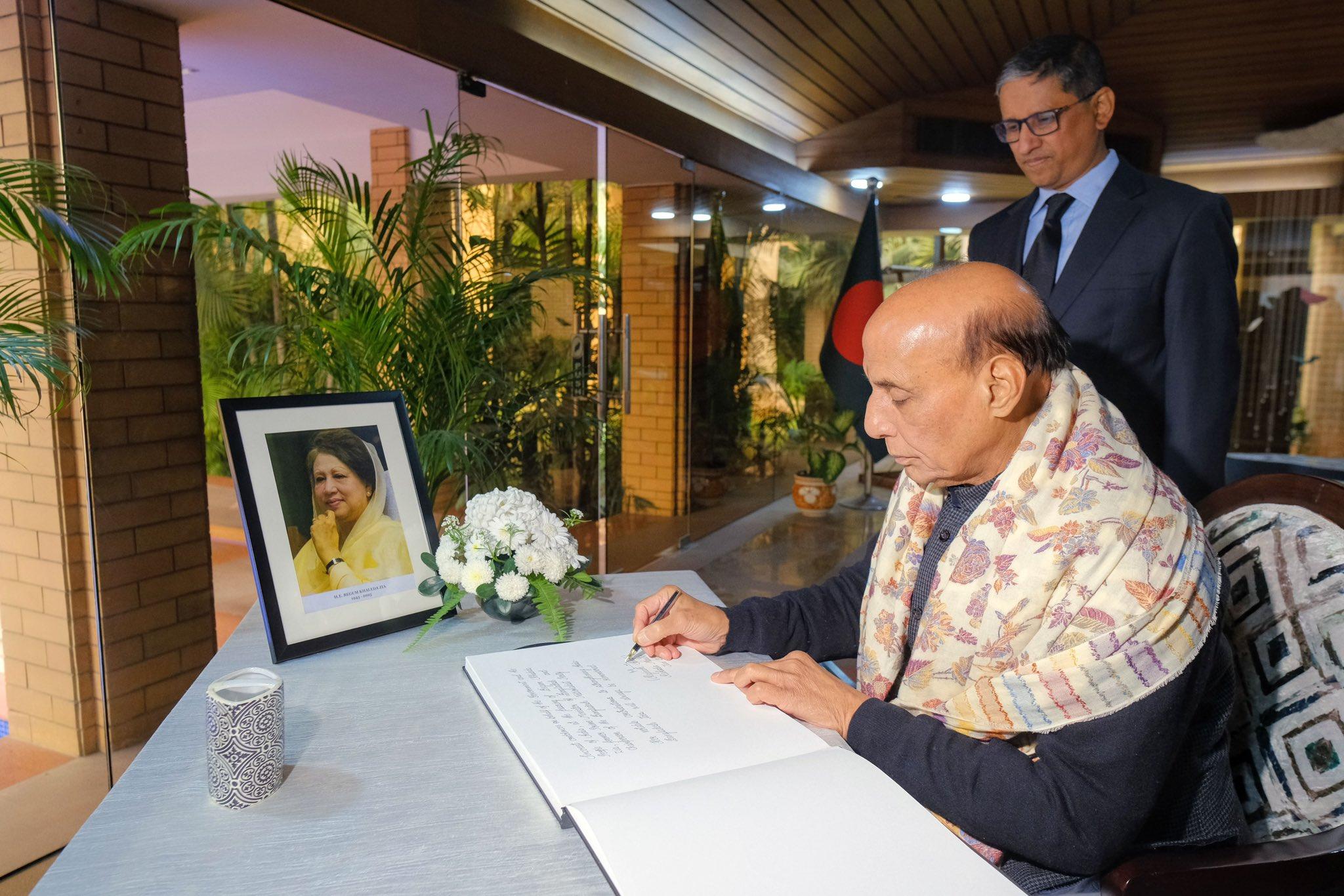 Rajnath Singh visits Bangladesh HC, offers condolences over Khaleda Zia's demise