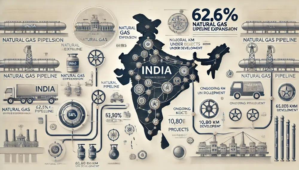 India's operational natural gas pipeline