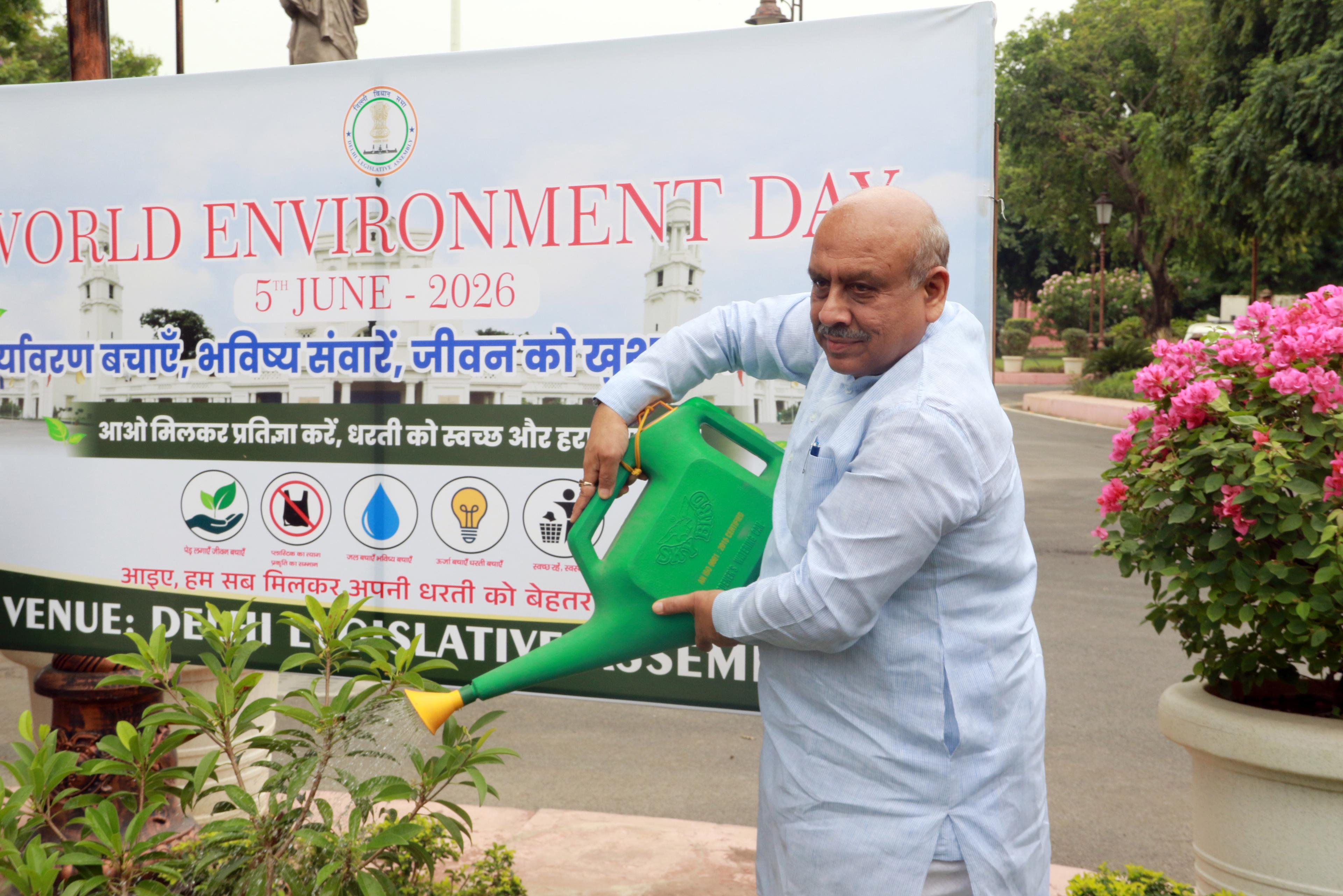 Delhi Speaker joins greening initiative, plants sapling on Environment Day