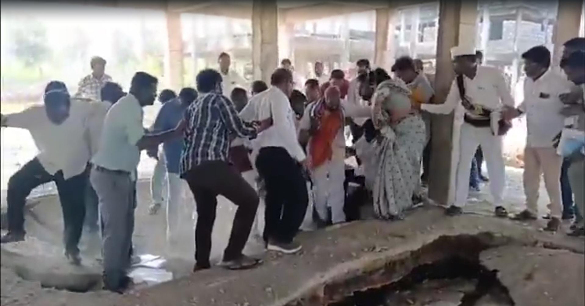 Narrow escape for Telangana MLA as basement collapses during inspection of houses