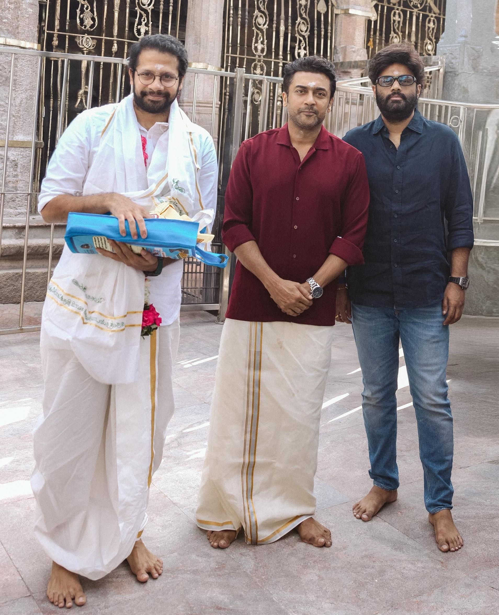 Suriya offers prayers at Palani Murugan temple ahead of beginning work on director Venky Atluri's film