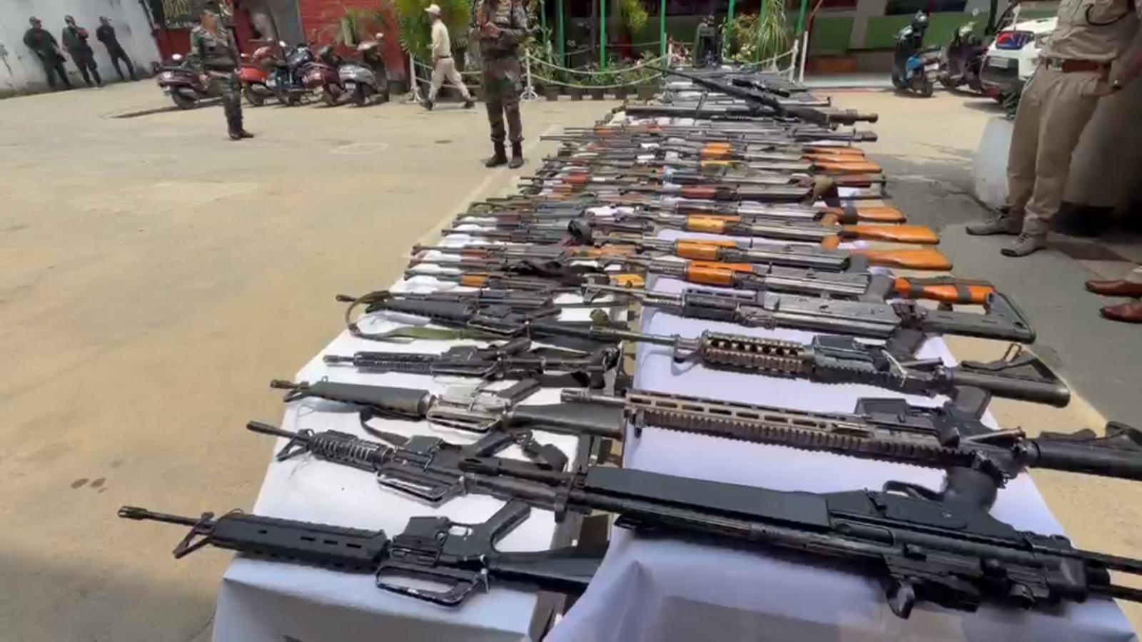 Manipur: Security forces recover 67 weapons including 27 AK rifles, 4 militants arrested